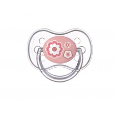 Пустушка силіконова симетрична 6-18 місяців Newborn baby рожеві квіти Canpol Babies 22/581_pin