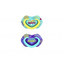 Пустышка силиконовая симметричная 0-6 мес NEON LOVE 2 шт - голубая Canpol Babies 22/652_blu