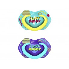 Пустышка силиконовая симметричная 18+ мес NEON LOVE 2 шт - голубая Canpol Babies 22/654_blu