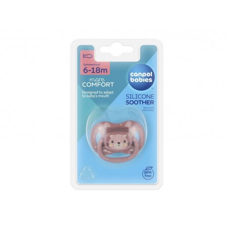 Пустышка силиконовая симметричная 6-18 мес CUTE ANIMALS - розовый Canpol Babies 34/925_pin Пустышка силиконовая симметричная 6-18 мес CUTE ANIMALS - розовый Canpol Babies 34/925_pin