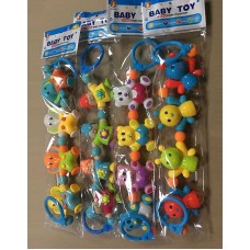 Погремушка BabyToys 6335 с карабинами и 4 брязкальцами на резинке