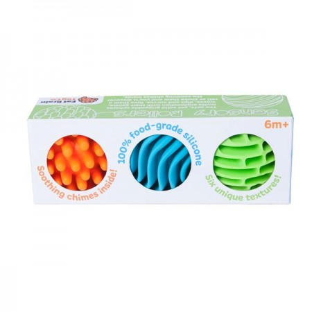 Прорезыватель-погремушка Fat Brain Toys Sensory Rollers Сенсорные шары 3 шт. F161ML Прорезыватель-погремушка Fat Brain Toys Sensory Rollers Сенсорные шары 3 шт. F161ML