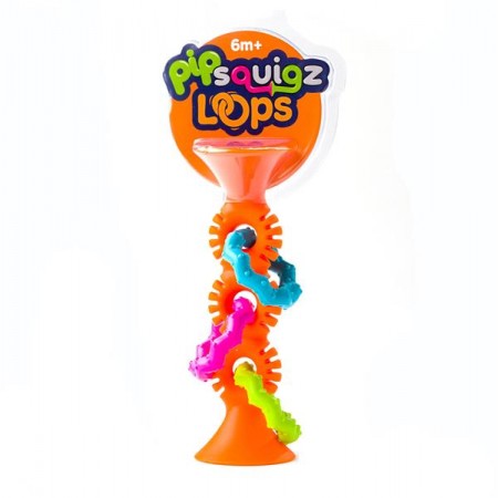 Прорезыватель-погремушка на присосках Fat Brain Toys pipSquigz Loops оранжевый F165ML Прорезыватель-погремушка на присосках Fat Brain Toys pipSquigz Loops оранжевый F165ML