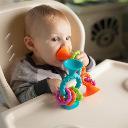 Прорезыватель-погремушка на присосках Fat Brain Toys pipSquigz Loops оранжевый F165ML Прорезыватель-погремушка на присосках Fat Brain Toys pipSquigz Loops оранжевый F165ML