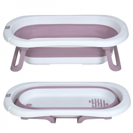 Ванночка ME 1151 PLUS Lilac дитяча, з термометром, вкладиш, силікон, складана 78,3*49,3*20,5, рожевий