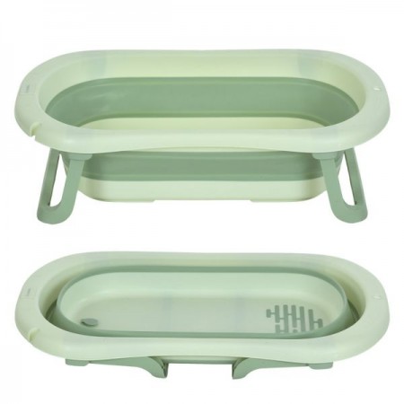 Ванночка ME 1151 PLUS Pale Green детская, с термометром, вкладыш, силикон, складная 78,3*49,3*20,5, зеленая