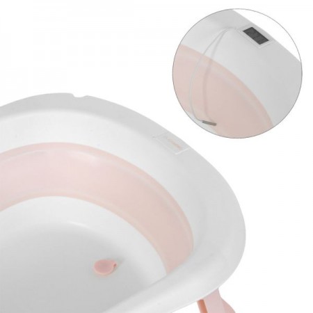 Ванночка ME 1151 PLUS Peony Pink детская, с термометром, вкладыш, силикон, складная 78,3*49,3*20,5, розовый