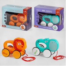 Каталка на палочке BabyToys лев и бегемот пластмассовая