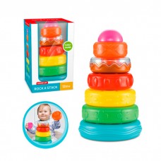 Пірамідка BabyToys текстурні кільця-пазли з брязкальцем 7 деталей Пірамідка BabyToys текстурні кільця-пазли з брязкальцем 7 деталей