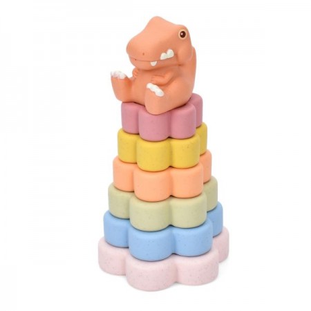 Дитяча піраміда BabyToys 638-115 динозавр 6 кілець 17см