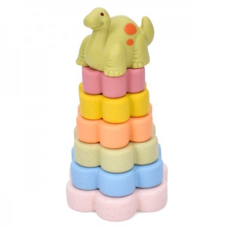 Дитяча піраміда BabyToys 638-115 динозавр 6 кілець 17см