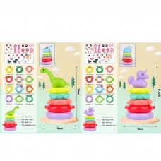 Пирамидка детская BabyToys с 4 кольцами, динозавр и единорог Пирамидка детская BabyToys с 4 кольцами, динозавр и единорог