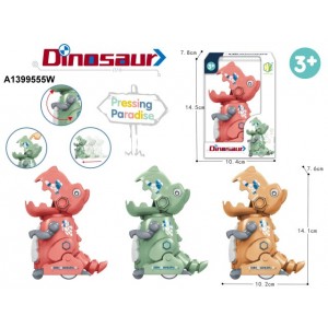 Заводная игрушка HY-781 динозавр, 14см, ездит, 3цвета