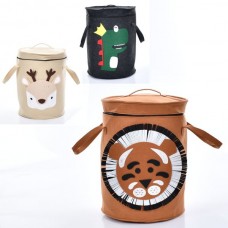 Корзина для игрушек MR 1468 диам.33см, высота 44см, крышка-застежка-молния, 2 ручки, войлок, микс видов (животные), в пакете