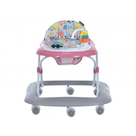 Ходунки El Camino ME 1215 SIMPLY Pink, музыкальные, 8 колес, стопор, на батарейках, розовые
