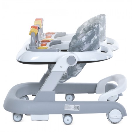 Ходунки ME 1163 MULTIWAY Gray 2в1 муз., пушер, колеса 6шт, муз, свет, на батарейках, в кор, сірий