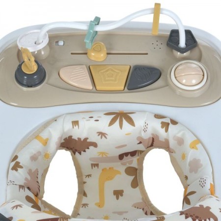 Ходунки ME 1184 FUN Beige музика, колеса 8шт, стопор, на бат-ці, бежевий