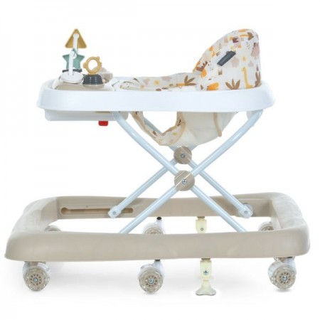 Ходунки ME 1184 FUN Beige музика, колеса 8шт, стопор, на бат-ці, бежевий