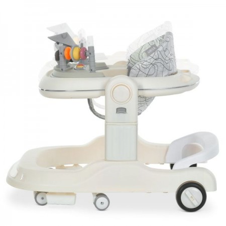 Ходунки ME 1200 URSA White 2в1 муз., пушер, колеса 6шт, світло, на бат-ці, в кор, білий