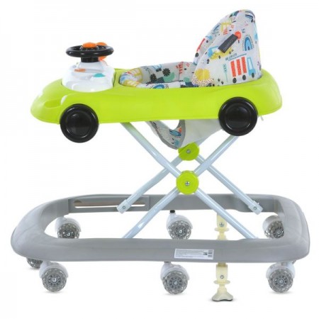 Ходунки ME 1216 CAR WAY Green-Gray музика, колеса 8шт, стопор, на бат-ці, зелено-сірий Ходунки ME 1216 CAR WAY Green-Gray музика, колеса 8шт, стопор, на бат-ці, зелено-сірий
