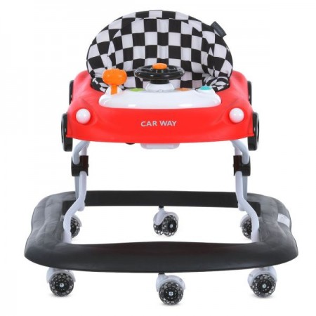 Ходунки ME 1216 CAR WAY Red-Black музика, колеса 8шт, стопор, на бат-ці, червоно-чорний