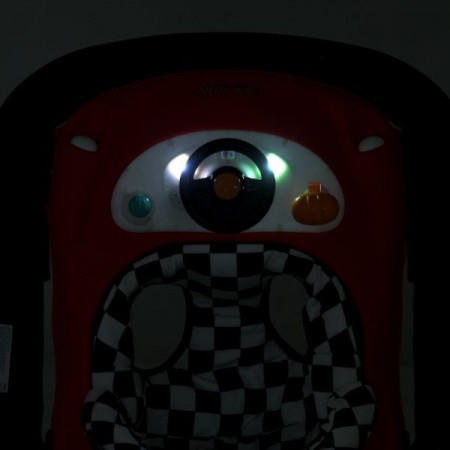 Ходунки ME 1216 CAR WAY Red-Black музика, колеса 8шт, стопор, на бат-ці, червоно-чорний