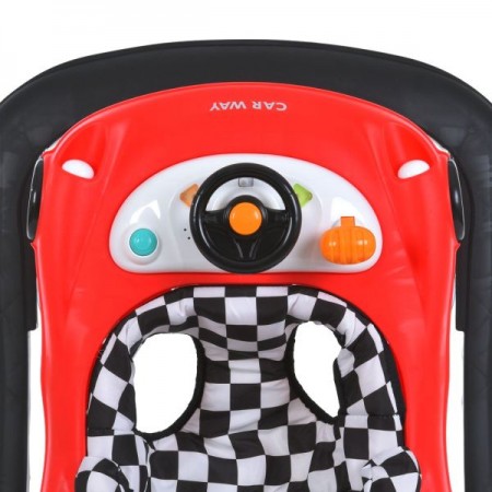 Ходунки ME 1216 CAR WAY Red-Black музика, колеса 8шт, стопор, на бат-ці, червоно-чорний
