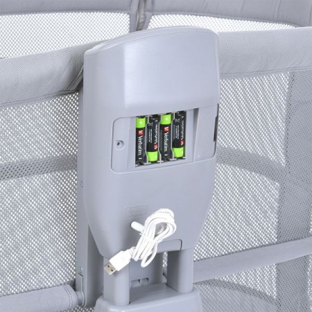 Кроватка-люлька 3378 приставная,3-в-1, APP, музыка, USB, таймер, москитн.сетка, серый