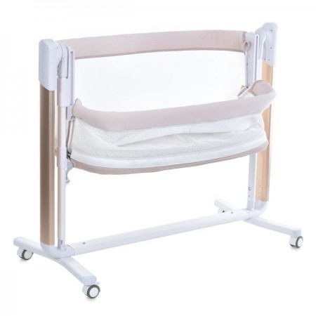 Кроватка-манеж ME 1125-G NOA Beige детское, APP, LED экран, 4цв., матрас, качели, ремни, сумка, алюм., золото+беж