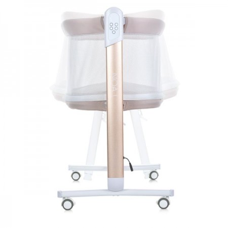 Кроватка-манеж ME 1125-G NOA Beige детское, APP, LED экран, 4цв., матрас, качели, ремни, сумка, алюм., золото+беж