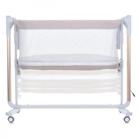 Кроватка-манеж ME 1125-G NOA Beige детское, APP, LED экран, 4цв., матрас, качели, ремни, сумка, алюм., золото+беж