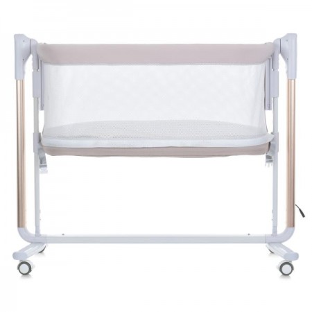 Кроватка-манеж ME 1125-G NOA Beige детское, APP, LED экран, 4цв., матрас, качели, ремни, сумка, алюм., золото+беж
