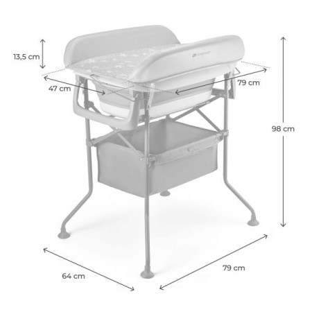 Столик для сповивання з ванночкою Kinderkraft Bubbly Grey KABUBB00GRY0000 Столик для сповивання з ванночкою Kinderkraft Bubbly Grey KABUBB00GRY0000