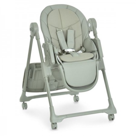 Стільчик El Camino CRYSTAL ME 1037 Nude Green для годування, 5-точ. ремені, матрац, 4 колеса, шкір., зелений нюд