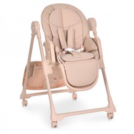 Стільчик El Camino CRYSTAL ME 1037 Nude Pink для годування, 5-точ. ремені, матрац, 4 колеса, шкір., рожевий нюд Стільчик El Camino CRYSTAL ME 1037 Nude Pink для годування, 5-точ. ремені, матрац, 4 колеса, шкір., рожевий нюд
