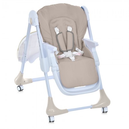 Стульчик M 3233L Taupe Beige для кормления, 3 положения спинки и подножки, 4колеса, корзинка, экокожа, бежевый Стульчик M 3233L Taupe Beige для кормления, 3 положения спинки и подножки, 4колеса, корзинка, экокожа, бежевый