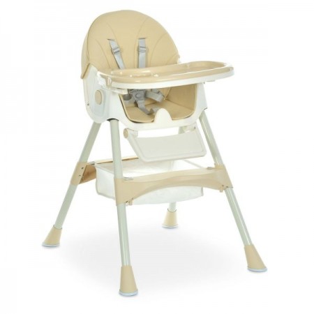 Стільчик M 6302 Beige для годування, складний, 5-ти точ.рем., екошкіра, регул.підніжка, бежевий