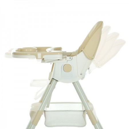 Стільчик M 6302 Beige для годування, складний, 5-ти точ.рем., екошкіра, регул.підніжка, бежевий