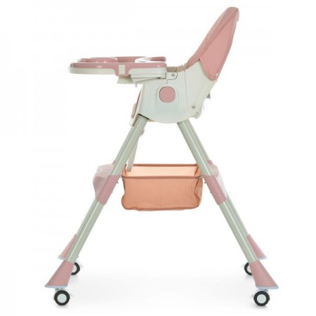 Стульчик M 6302 Pink для кормления, складной, 5-ти точ.рем., экокожа, регул.подножка, розовый