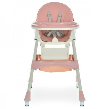 Стульчик M 6302 Pink для кормления, складной, 5-ти точ.рем., экокожа, регул.подножка, розовый