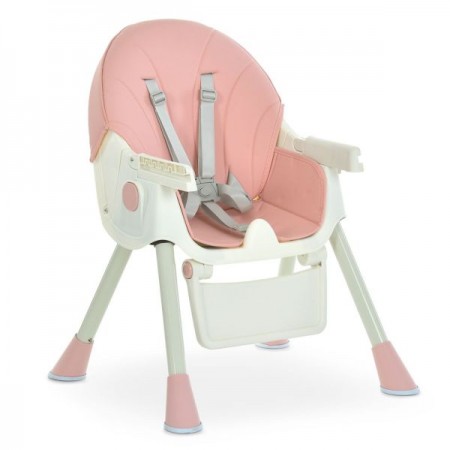 Стульчик M 6302 Pink для кормления, складной, 5-ти точ.рем., экокожа, регул.подножка, розовый