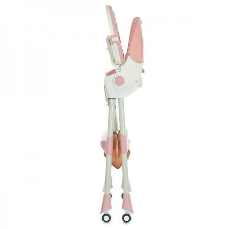 Стульчик M 6302 Pink для кормления, складной, 5-ти точ.рем., экокожа, регул.подножка, розовый