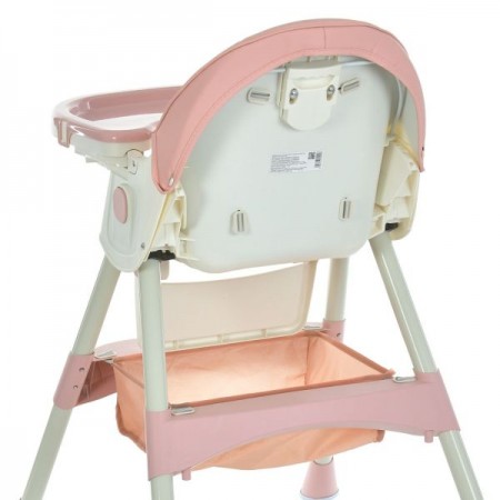 Стульчик M 6302 Pink для кормления, складной, 5-ти точ.рем., экокожа, регул.подножка, розовый