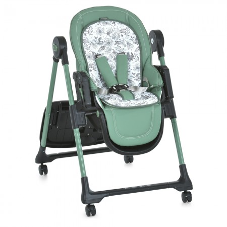 Стульчик ME 1037-B CRYSTAL Green для кормления, 5-точ. ремни, матрас, 4 колеса, кож., зеленый Стульчик ME 1037-B CRYSTAL Green для кормления, 5-точ. ремни, матрас, 4 колеса, кож., зеленый