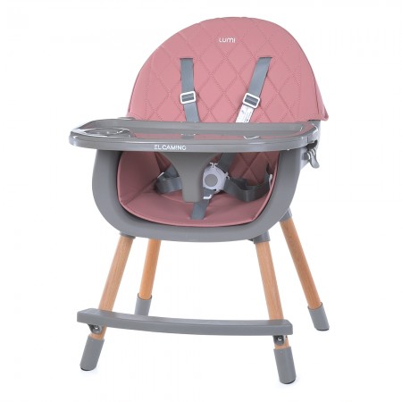 Стульчик ME 1111 LUMI Pink для кормления регул.висоти 2положен, экокожа, рожевий