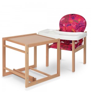 Детский деревянный стульчик-трансформер для кормления Bambi RH-2, розовый