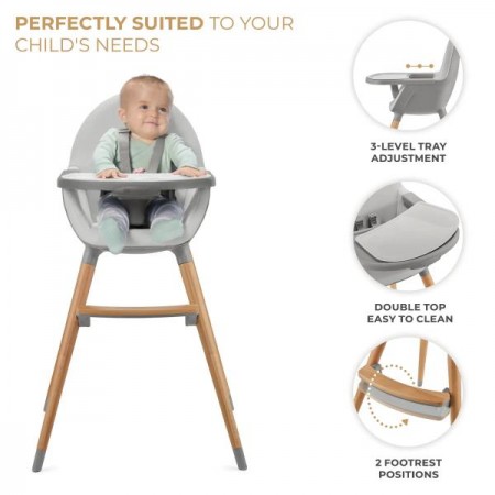 Стульчик для кормления 2 в 1 Kinderkraft Fini 2 серый KHFINI02GRY0000 Стульчик для кормления 2 в 1 Kinderkraft Fini 2 серый KHFINI02GRY0000