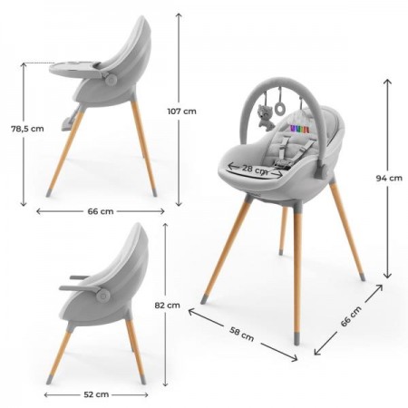Стульчик для кормления 2 в 1 Kinderkraft Fini Up Grey KHFINIUPGRY0000