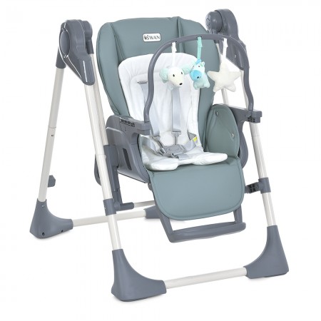 Стульчик-качели ME 1087-G SWAN Pale Green 2в1, дуга с 3 грушками, матрас, 5-точ.ремни, 4колеса, экокож, сер.пласт., зелен. Стульчик-качели ME 1087-G SWAN Pale Green 2в1, дуга с 3 грушками, матрас, 5-точ.ремни, 4колеса, экокож, сер.пласт., зелен.