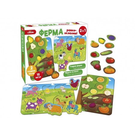 Игра настольная Ферма Рамки-вкладыши 2в1 Magdum ME5032-14 Игра настольная Ферма Рамки-вкладыши 2в1 Magdum ME5032-14